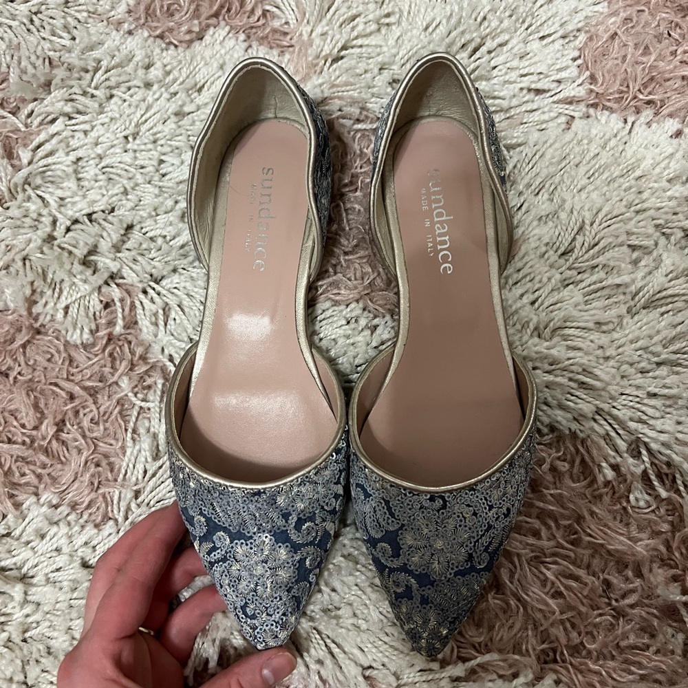 Sundance Serenade Sequined Blue Flats - Picture 2 of 8